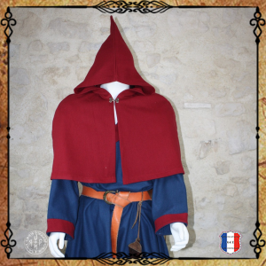 CAPUCHE MEDIEVALE Laine-Cachemire / Rouge