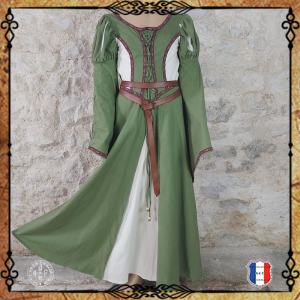 Robe Princesse Coton 120/ Vert-Ecru