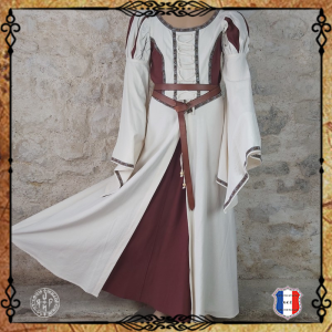 Robe Princesse Coton 120/ Ecru-Bordeaux