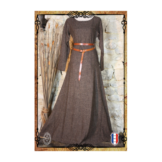 ROBE MEDIEVALE Laine-Fine/Marron chiné