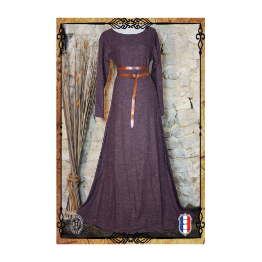 ROBE MEDIEVALE Laine-Fine/Violet chiné