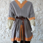 Kragelund Shirt Linen / Grey, orange collar