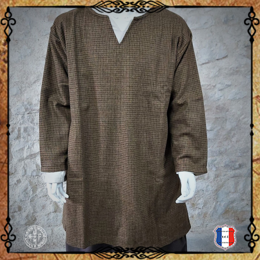 CHEMISE NORMANDE Laine / Petits carreaux Marron