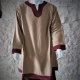 CHEMISE VIKING Laine / Beige col bordeaux