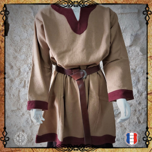 Chemise Viking Laine / Beige col bordeaux