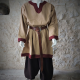 CHEMISE VIKING Laine / Beige col bordeaux