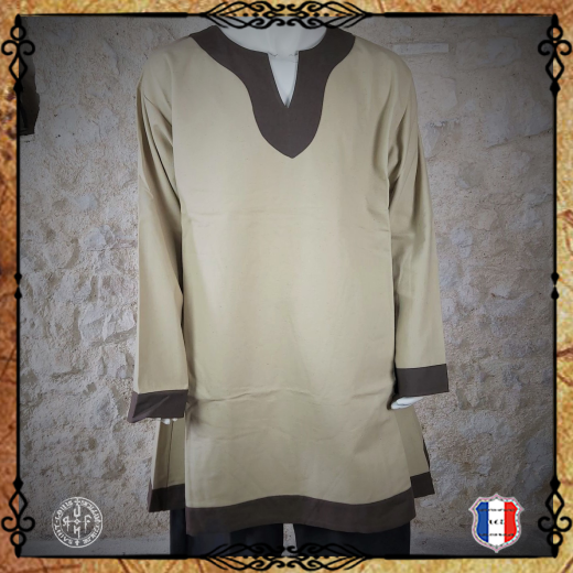 CHEMISE VIKING Lin / Biscuit col marron