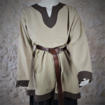 Viking Shirt Linen / Biscuit, brown collar