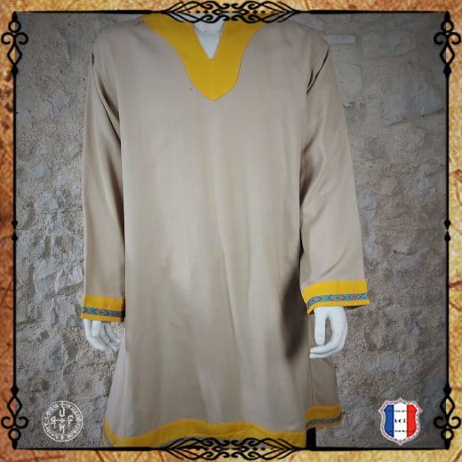 CHEMISE VIKING GALON Lin / Ecru col jaune