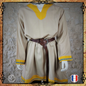 Viking Shirt Galon Linen / Ecru, yellow collar