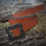 Women Medieval Belt 100% Leather Buckle U Length 2m17
