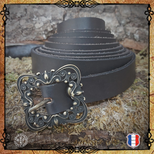 CEINTURE FEMME MEDIEVALE 100% cuir BOUCLE U TAILLE 2m44