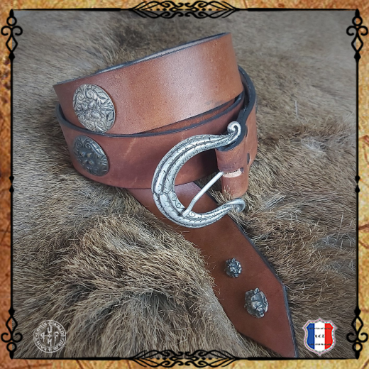 CEINTURE HOMME MEDIEVAL DECO 100% cuir TAILLE 1m81