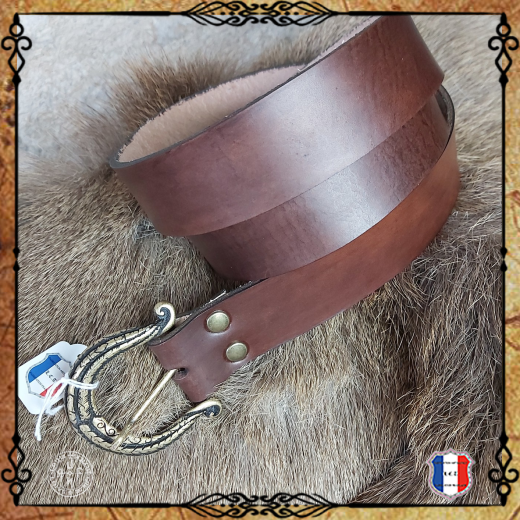 CEINTURE HOMME MEDIEVAL 100% cuir bovin/Marron