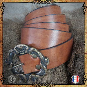 CEINTURE HOMME MEDIEVAL 100% cuir bovin/Cognac