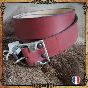 CEINTURE HOMME MEDIEVAL 100% cuir bovin/Rouge